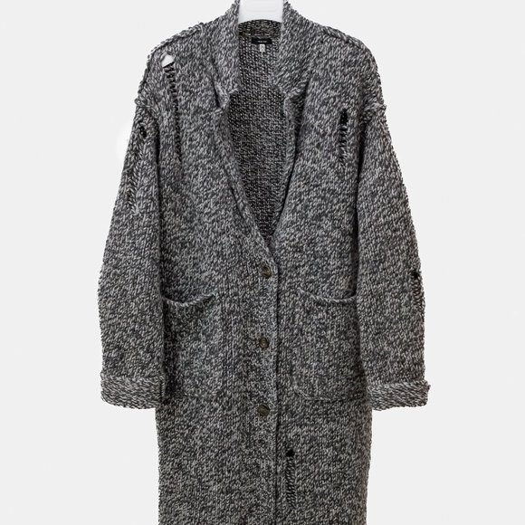 R13 AW/21 Grey Oversized Lapel Sweater Coat - Picture 2 of 14